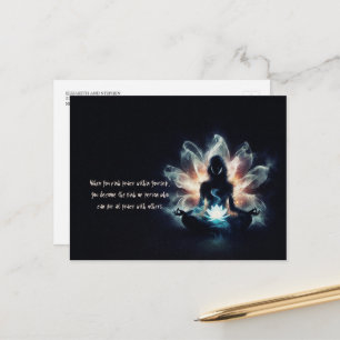 Yoga Instructor Meditatie Pose Gloeiende Mist Lotu Briefkaart