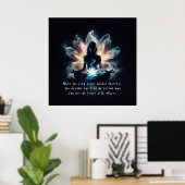 Yoga Instructor Meditatie Pose Gloeiende Mist Lotu Poster (Thuiskantoor)
