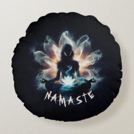 Yoga Instructor Meditatie Pose Gloeiende Mist Lotu Rond Kussen