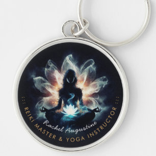Yoga Instructor Meditatie Pose Gloeiende Mist Lotu Sleutelhanger