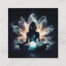 Yoga Instructor Meditatie Pose Gloeiende Mist Lotu Vierkante Visitekaartje