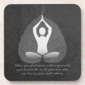 Yoga Instructor Meditation Pose Bodhi Leaf Quotes Bier Onderzetter (Voorkant)