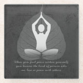 Yoga Instructor Meditation Pose Bodhi Leaf Quotes Glazen Onderzetter (Voorkant)