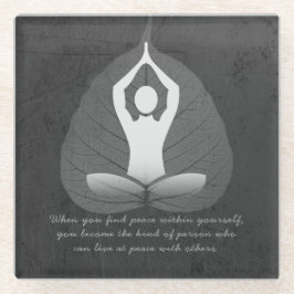 Yoga Instructor Meditation Pose Bodhi Leaf Quotes Glazen Onderzetter