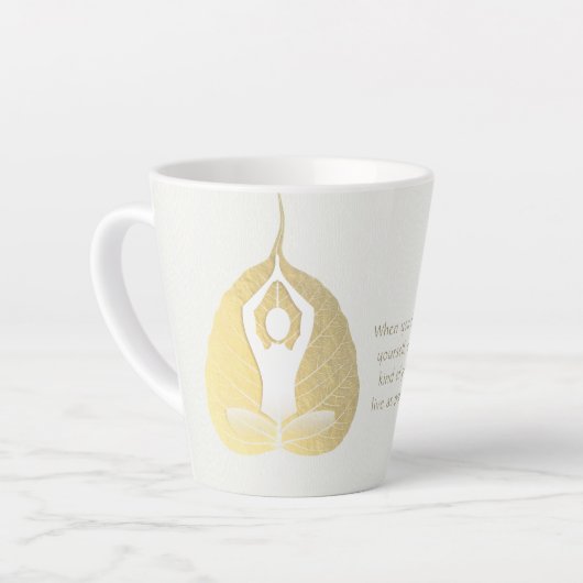 Yoga Instructor Meditation Pose Bodhi Leaf Quotes Latte Mok (Linkerhoek)