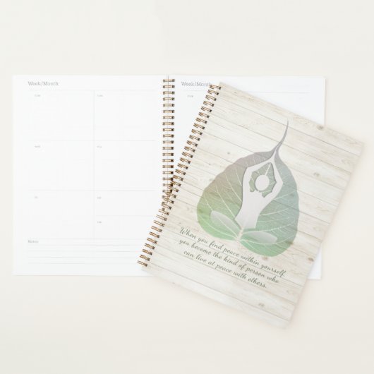 Yoga Instructor Meditation Pose Bodhi Leaf Quotes Planner (Display)