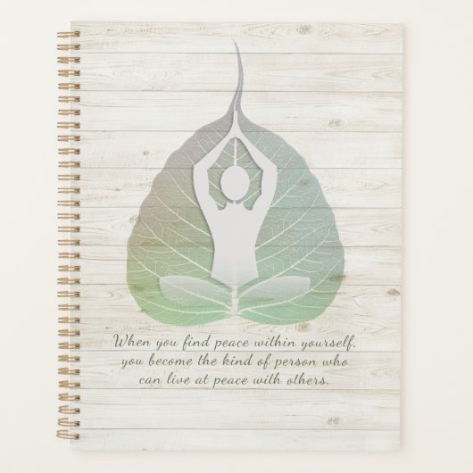 Yoga Instructor Meditation Pose Bodhi Leaf Quotes Planner (Voorkant)