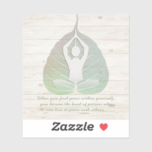 Yoga Instructor Meditation Pose Bodhi Leaf Quotes Sticker (Vel)