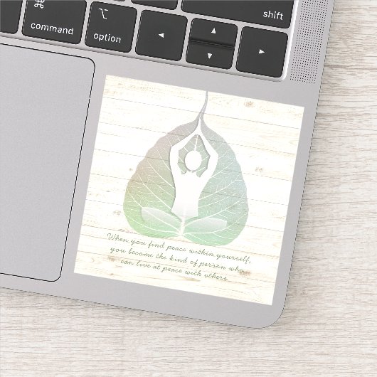 Yoga Instructor Meditation Pose Bodhi Leaf Quotes Sticker (Detail)