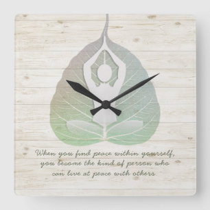 Yoga Instructor Meditation Pose Bodhi Leaf Quotes Vierkante Klok