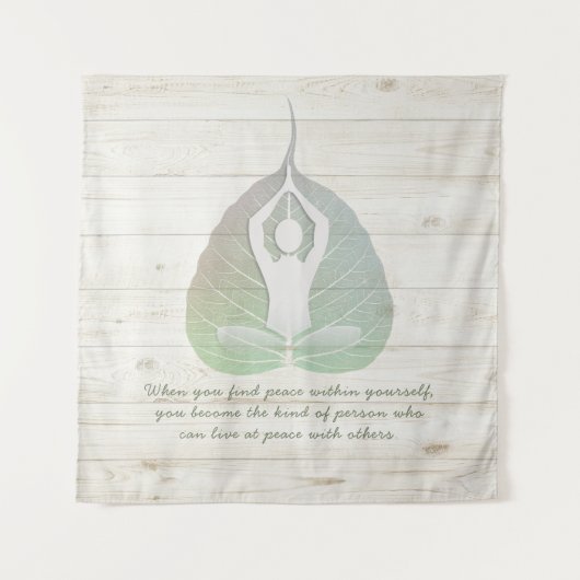 Yoga Instructor Meditation Pose Bodhi Leaf Quotes Wandkleed (Voorkant)