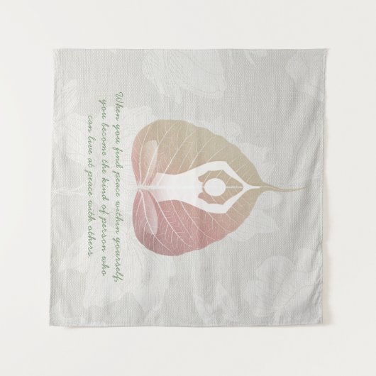 Yoga Instructor Meditation Pose Bodhi Leaf Quotes Wandkleed (Voorkant (horizontaal))