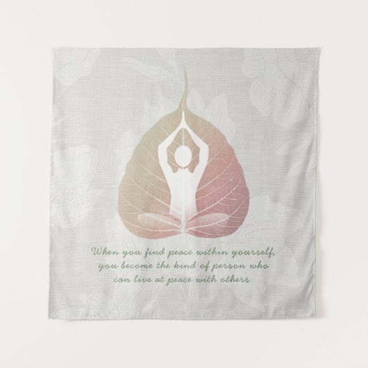 Yoga Instructor Meditation Pose Bodhi Leaf Quotes Wandkleed (Voorkant)