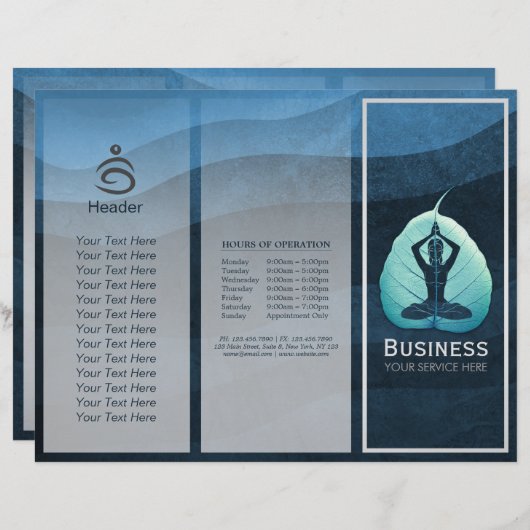 YOGA Instructor Meditation Pose Bodhi Leaf TriFold (Voorkant / Achterkant)