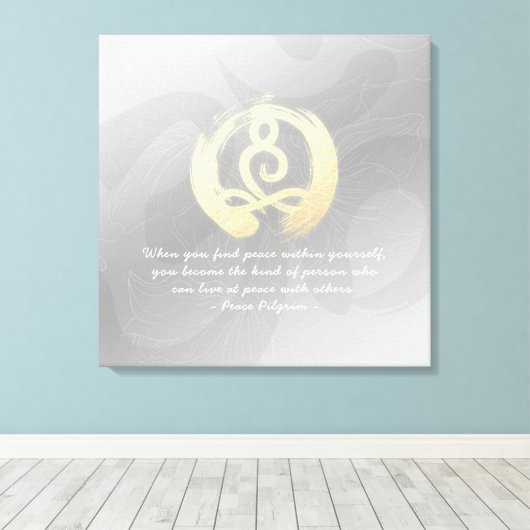 Yoga Instructor Meditation Pose citeert Zen OM Sig Canvas Afdruk (Insitu (Houten vloer))