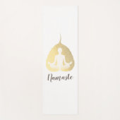 Yoga Instructor Meditation Pose Gold Bodhi Leaf Yogamat (Voorkant)