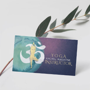 Yoga Instructor Meditation Pose OM Symbool Paars Visitekaartje