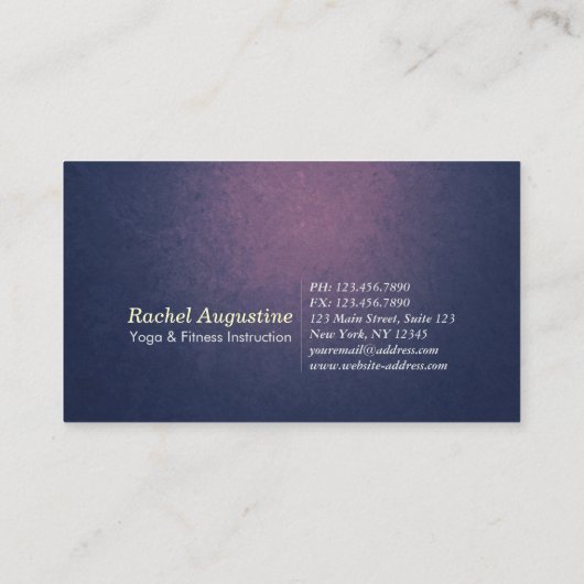 Yoga Instructor Meditation Pose OM Symbool Paars Visitekaartje (Achterkant)