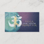 Yoga Instructor Meditation Pose OM Symbool Paars Visitekaartje (Voorkant)