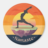 Yoga Instructor Meditation Pose Sun Flying Island Magneet (Voorkant)