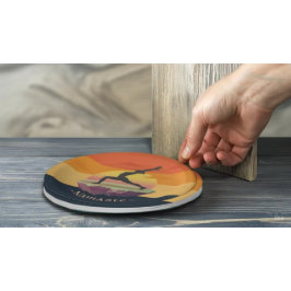 Yoga Instructor Meditation Pose Sun Flying Island Papieren Bordje