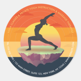 Yoga Instructor Meditation Pose Sun Flying Island Ronde Sticker