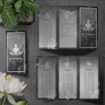 Yoga Instructor Meditation Pose Tri-Fold Brochures<br><div class="desc">Yoga Studio Meditation Instructor / Life Coach / Healer / Reiki Master / Massage Therapy Tri-Fold Brochures Sjabloon - Elegant Black and White Waterverf Yoga Meditation Pose / Easy Pose / Sukhasana Pose met ZEN-symbool.</div>