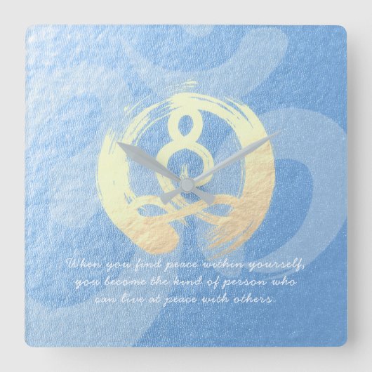 Yoga Instructor Meditation Pose Zen OM Sign Quotte Vierkante Klok (Voorkant)