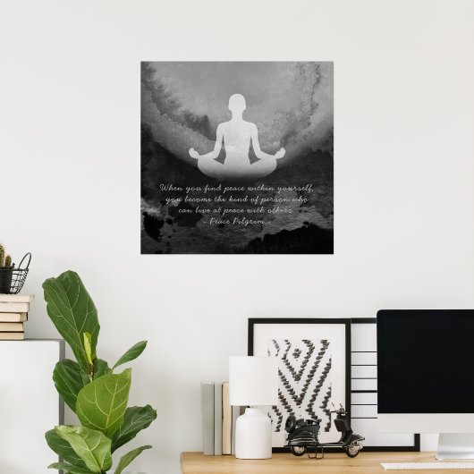 Yoga Instructor Meditation Pose Zen Symbol Quotes Poster (Thuiskantoor)