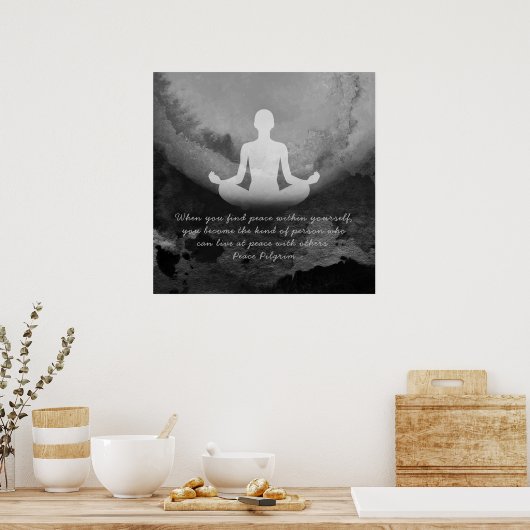 Yoga Instructor Meditation Pose Zen Symbol Quotes Poster (Keuken)