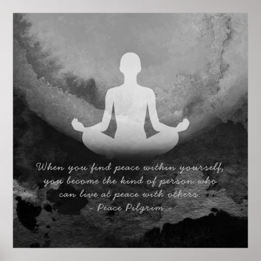 Yoga Instructor Meditation Pose Zen Symbol Quotes Poster (Voorkant)