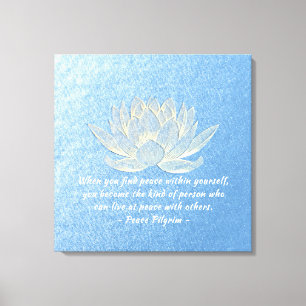 YOGA Instructor Meditation Quote Blue Gold Lotus Canvas Afdruk