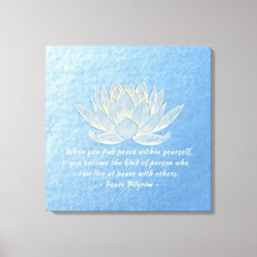 YOGA Instructor Meditation Quote Blue Gold Lotus Canvas Afdruk (Voorkant)
