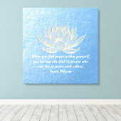 YOGA Instructor Meditation Quote Blue Gold Lotus Canvas Afdruk (Insitu (Houten vloer))