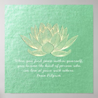 YOGA Instructor Meditation Quote Blue Gold Lotus