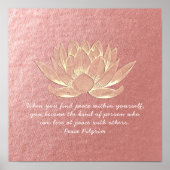 YOGA Instructor Meditation Quote Roos Gold Lotus Poster (Voorkant)