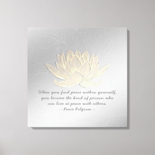 YOGA Instructor Meditation Quote Silver Gold Lotus Canvas Afdruk (Voorkant)
