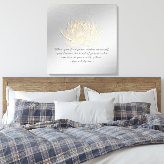 YOGA Instructor Meditation Quote Silver Gold Lotus Canvas Afdruk (Insitu (Slaapkamer))