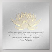 YOGA Instructor Meditation Quote Silver Gold Lotus Poster (Voorkant)