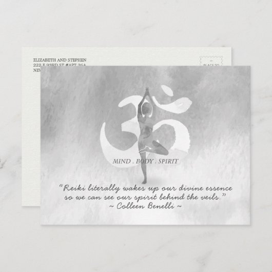 Yoga Instructor Meditation Tree Pose Om Sign Quote Briefkaart (Voorkant / Achterkant)