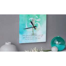 YOGA Instructor Meditation Tree Pose Om Sign Quote Vierkante Klok