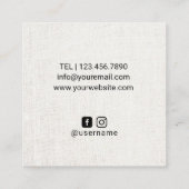 Yoga Instructor Minimalist Line Logo Elegant Linen Vierkante Visitekaartje (Achterkant)