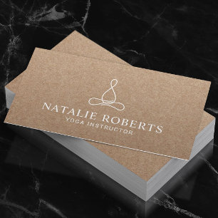 Yoga Instructor Minimalist Line Logo Rustic Kraft Visitekaartje