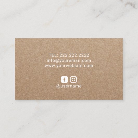 Yoga Instructor Minimalist Line Logo Rustic Kraft Visitekaartje (Achterkant)