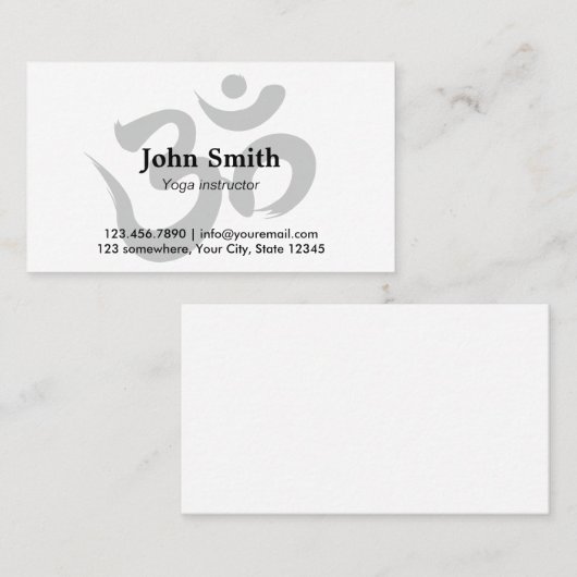 Yoga Instructor Minimalist Om Symbol Plain Visitekaartje (Voorkant / Achterkant)