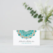 Yoga Instructor Modern Blauwgroen Gold Mandala Flo Visitekaartje (Staand voorkant)