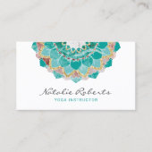 Yoga Instructor Modern Blauwgroen Gold Mandala Flo Visitekaartje (Voorkant)