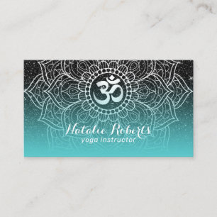 Yoga Instructor Modern Blauwgroen Zwart Glitter Ma Visitekaartje