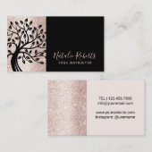 Yoga Instructor Modern Blush Pink Black Life Tree Visitekaartje (Voorkant / Achterkant)