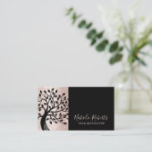 Yoga Instructor Modern Blush Pink Black Life Tree Visitekaartje (Staand voorkant)